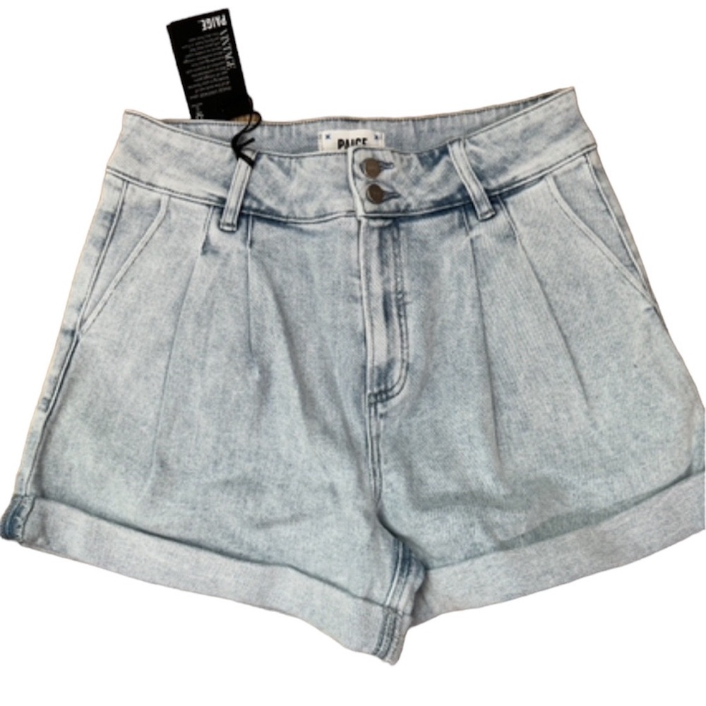 PAIGE Light Wash Denim Jean Shorts